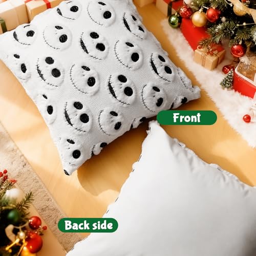 Halloween Pillow Covers 18x18 Inch Set of 2 - White Nightmare Be Christmas Decor