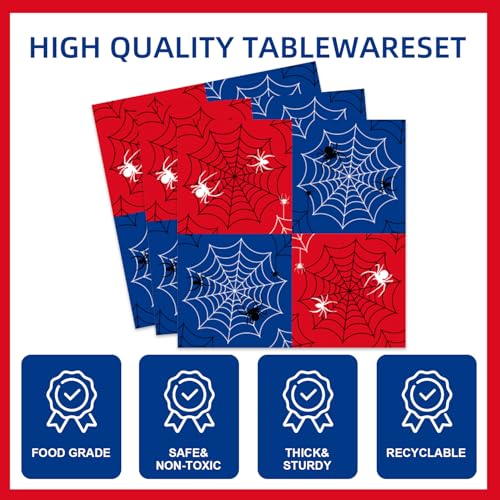 Multicolor 40pcs Spider Web Party Supplies Set - Includes Plates & Napkins