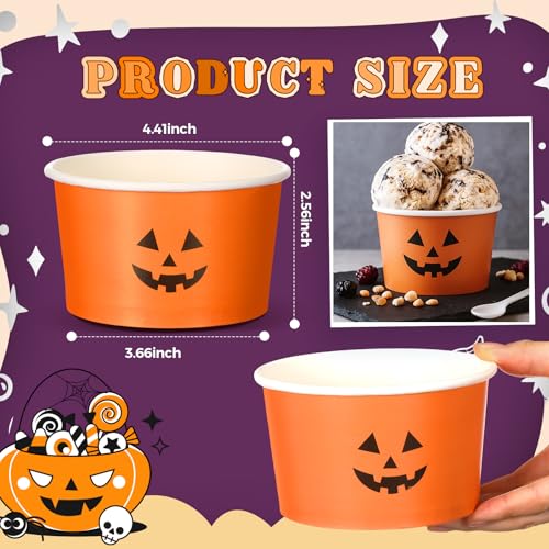 24 Pack 16 oz Disposable Halloween Pumpkin Snack Cups - Black & Orange