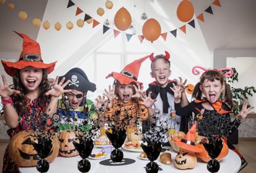 Black Star Halloween Table Centerpieces Set - 6 Pack Metallic Foil Party Decorations