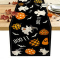 Halloween Ghost Pumpkin Linen Table Runner 13x72 Inches for Dining Table - Cute Halloween Ghost Variation