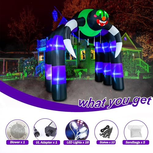 10FT Giant Halloween Inflatable Spider Arch Outdoor Decor with LED Lights