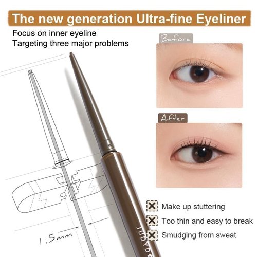 JUDYDOLL Ultrafine Eyeliner Gel Pencil - Smudge-Proof & Water-Resistant, Smooth Glide Formula | 01 Black Brown