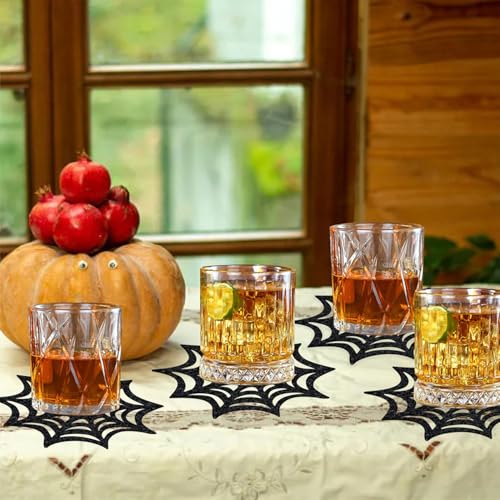 Halloween Spider Web Coasters Set - Black Non-Woven Cup Mat Pads for Party & Home