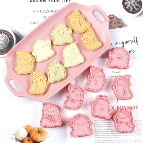 Mini Ghost Cookie Cutters Set - 8 Pieces Halloween Baking Stamps - Ghost-1 Variation