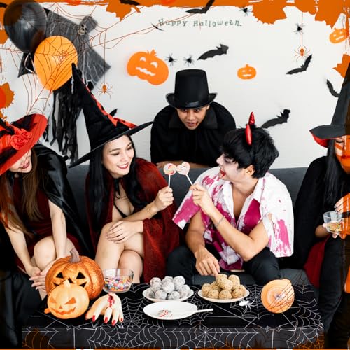 6 Ft Halloween Spider Web Tablecloth Spooky Party Decor