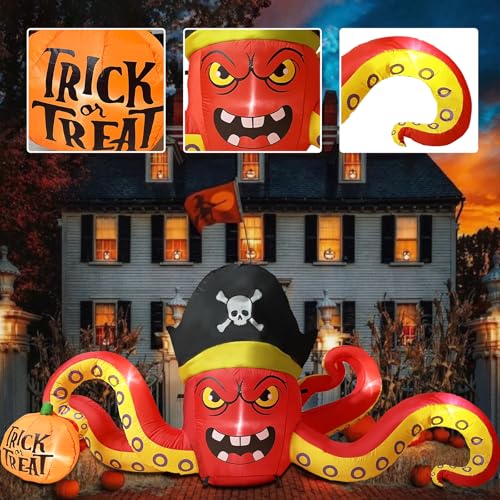Halloween Inflatable Pirate Octopus with LED Lights - Yard & Garden Decor