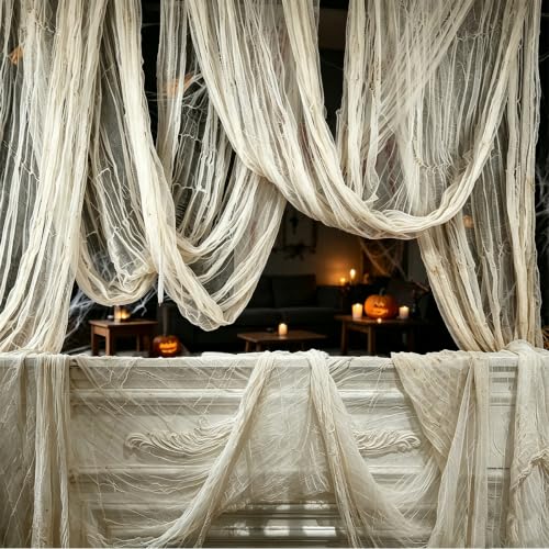 26FT Large Halloween Creepy Gauze Cloth Wall Decor Outdoor Indoor Webbing Halloween Decoration