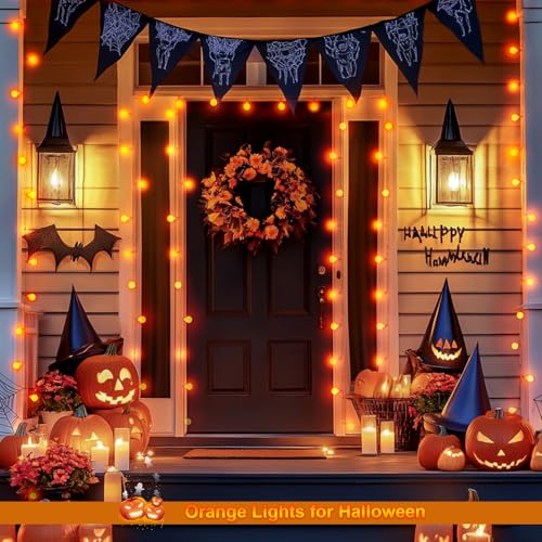 Halloween String Lights 100 LED Globe Orange Battery Operated - Variation of THIS listing
