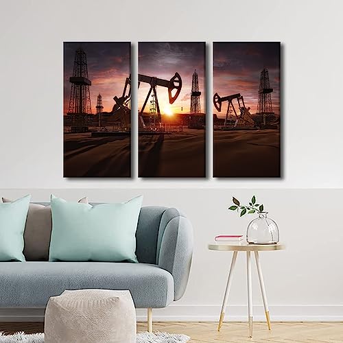 Oil Industry Wall Art - Drilling Rigs & Pump Jacks Canvas Prints - 36x24 Inches - Ready to Hang - Variation of THIS listing