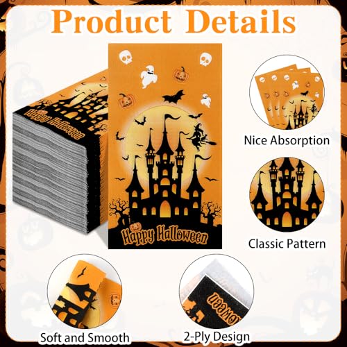 Halloween Castle Paper Napkins - 200PCS Disposable Party Dinner Towels