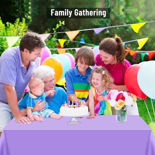 Sweet Color 15 Pcs Plastic Tablecloths - Pink, Purple & Blue 54x108 Inch Rectangular Picnic & Party Table Covers