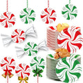 80Pcs Christmas Peppermint Paper Plates - Disposable 7 Inch Holiday Dessert Dinnerware Set - Red & Green Striped Party Supplies - Peppermint Candy Variation