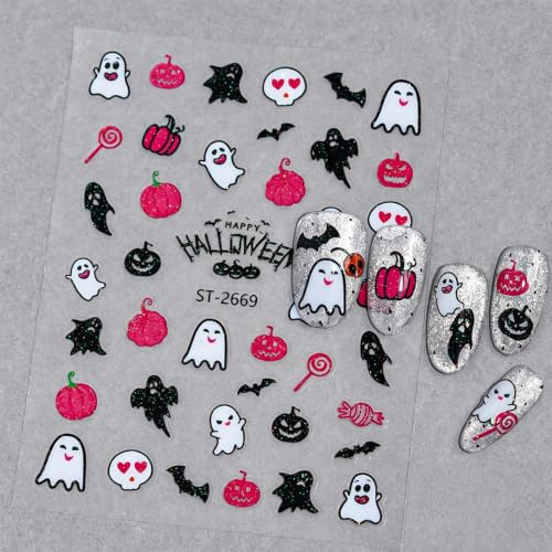 Halloween Nail Stickers Set - Pumpkin Ghost Skull 12 Sheets - Style-01