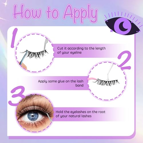 Wispy Cat Eye False Eyelashes - Fluffy Crisscross W-8, 3D Volume, Wet Look, Reusable Faux Mink Lashes Pack