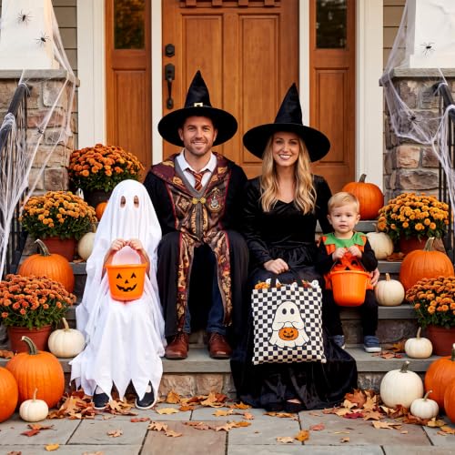 Halloween Tote Bag Ghost Pumpkin Trick or Treat Canvas Bag