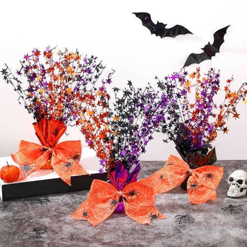 Halloween Table Centerpiece Decorations Set - Black, Orange, Purple, 6 Pieces