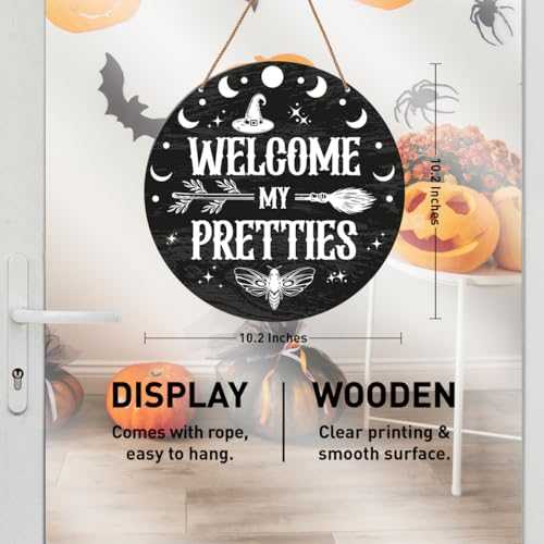 Halloween Wooden Front Door Sign H10 Witch Welcome Decor Gothic House Entryway
