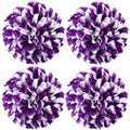 Artificial Homecoming Mum Flower Set - White and Purple, 4 Pieces, 6.5 Inches