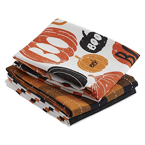 Halloween Hand Towels Set - Pumpkin Boo Design, 3 Pack, Cotton Kitchen Decor