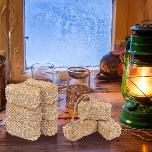 Mini Decorative Hay Bales & Twisted Hemp Rope Set for Fall Halloween Crafts & Rustic Decor