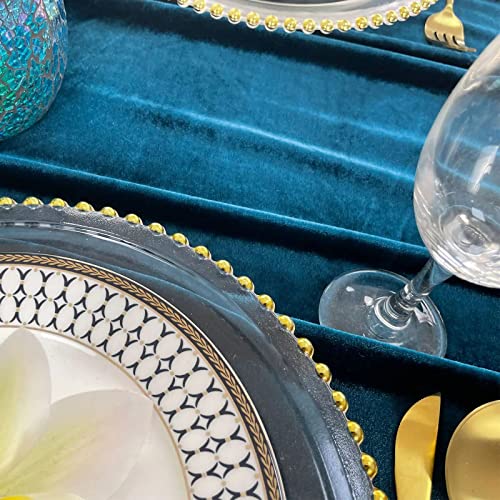 Teal Blue Velvet Table Runner 10ft 20x120 Inch 5-Pack Wedding & Event Decor