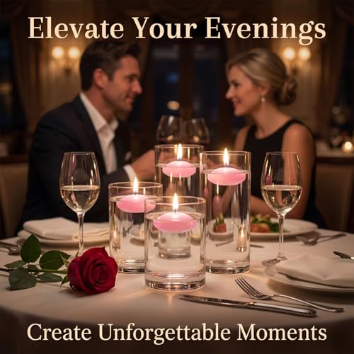 Pink Floating Candles Set - Unscented Dripless Water-Activated Decor for Weddings & Parties