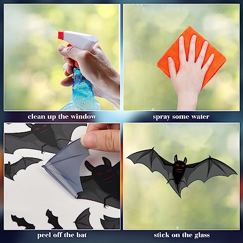 120 Pieces Halloween Bat and Spider Window Clings - Non-Adhesive Vinyl Decorations for Home & Office - Variation of THIS listing
