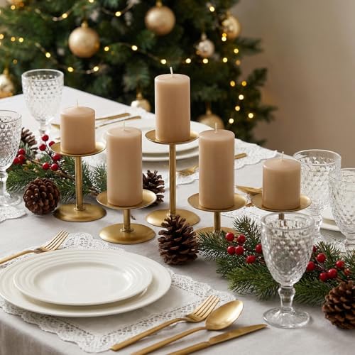 Homemory Fall Halloween Gold Metal Candle Holders Set of 5 - Table Decor Variation