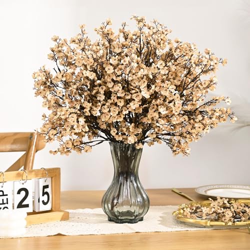 Beige Silk Baby's Breath Flowers - 6 Pack Real Touch Faux Floral Decor