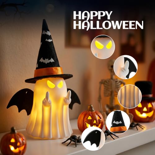 Spooky Halloween Ghost Figurine Indoor Decor - Hand-Painted Resin Statue, 4.7x6.6 Inches