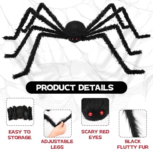 10ft & 5ft Giant Halloween Fake Spiders - Realistic Outdoor Yard Decor