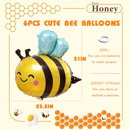 Honeybee Foil Balloon Set - 6 Pack 31 Inch Party Decorations
