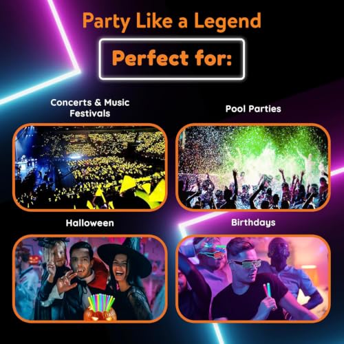 Glow Fever Glow in The Dark Glow Sticks Bulk Party Pack - Multi Color 100 Count with End Caps & Lanyards - Neon Party Favors for Events