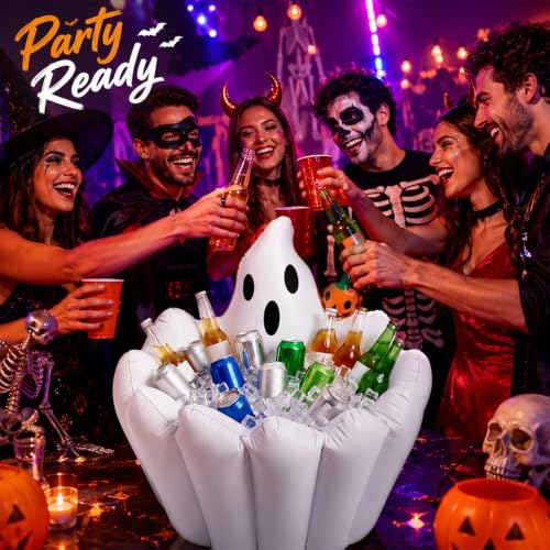 Inflatable Halloween Drink Cooler Ghost 35 Cans Capacity Outdoor Party Accessory