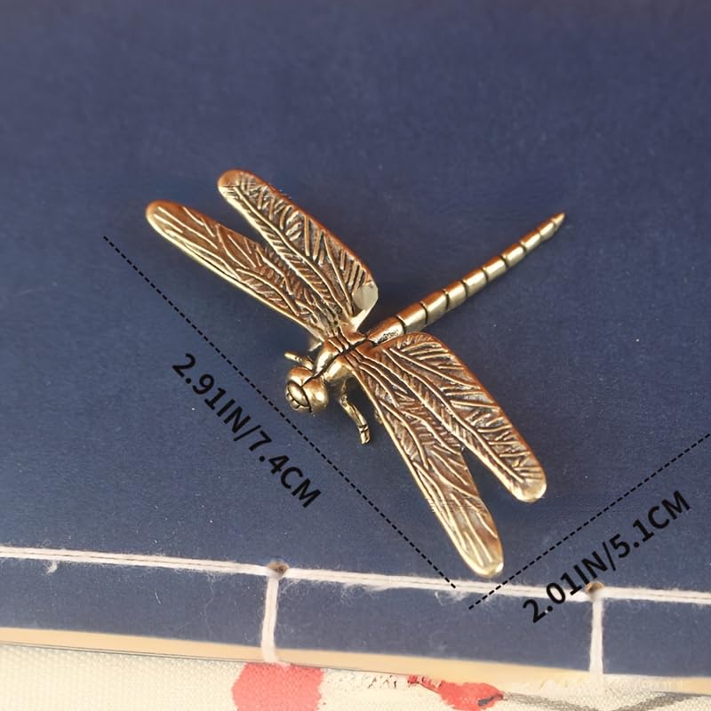 Brass Dragonfly Figurine - Antique-Style Home & Office Decor, Collectible Gift