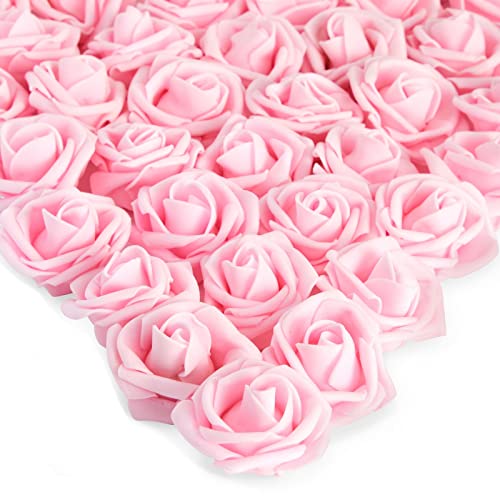 200 Pack Light Pink Foam Roses - Stemless Artificial Flowers for Wedding & Party Decor