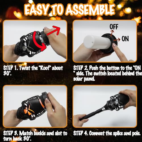 Halloween Solar Skull Stake Lights - Orange 8 Pc Pathway Decor