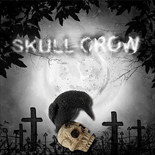 Halloween Gothic Crow on Skull Figurine - 5x 2.7x4 Inch Spooky Decor