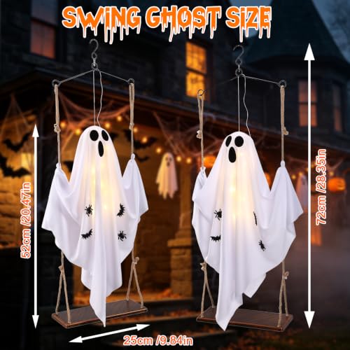 Outdoor Halloween Ghost Decorations with Lights and Remote Control - 2 Pack