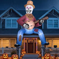 12FT Halloween Inflatable Skeleton Yard Decor - Giant Outdoor Spooky Decoration - Brown Cowboy Variation