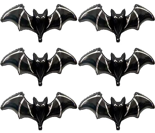 6-Pack Halloween Black Bat Foil Balloons - Spooky Birthday & Party Decor