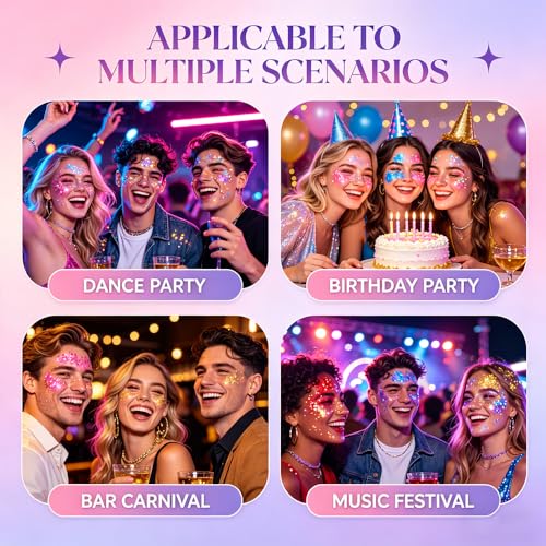 Face Body Glitter Stick - White & Purple Mermaid Sparkle for Festivals & Makeup