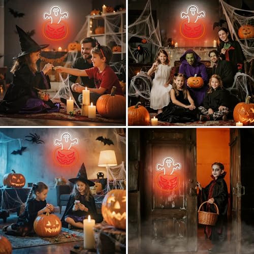 Ghost Pumpkin Neon Sign Decor Indoor Halloween Light - Ghost Pumpkin Variation