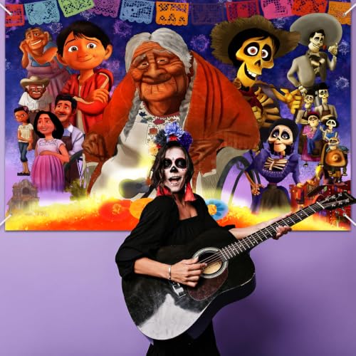 Día de Los Muertos Birthday Party Backdrop - 5x3Ft Colorful Mexican Decor