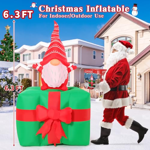 Inflatable Christmas Gnome with LED Lights Outdoor Yard Decoration - 6.3 Ft