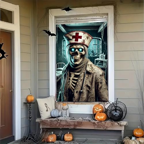 Halloween Zombie Nurse Window Banner 31x47 Inch - Spooky Medical Scene - Colorful Variation 8