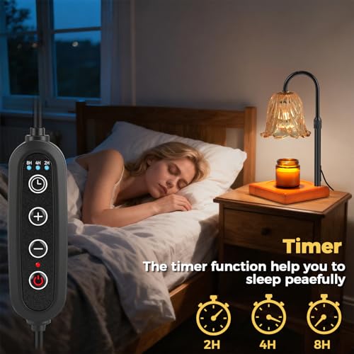 GODONLIF Flower Candle Warmer Lamp with Timer - Black Electric Scent Warmer