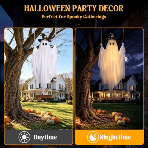 Light Up Halloween Ghost on Swing – 5FT Outdoor Decor with Remote & 8 Modes