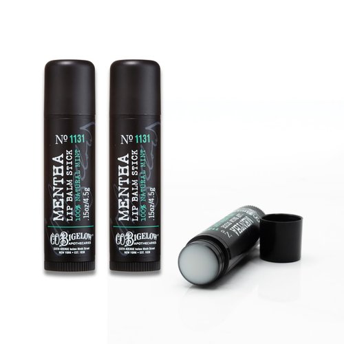C.O. Bigelow Mentha Lip Balm Sticks, Pack of 3 Bulk Lip Balm Sticks with Shea Butter & Peppermint Oil, 0.15 oz